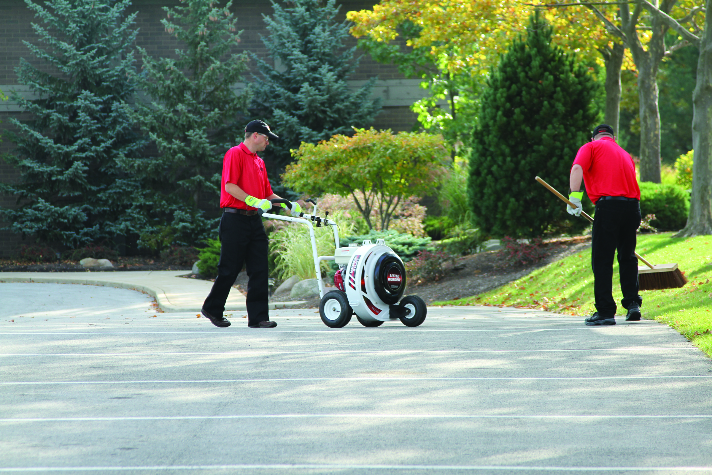 SealMaster equipment being used by sealcoating contractors to prep for a sealcoating job.