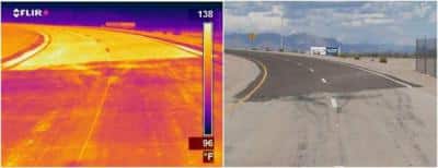 Pavement temperature with infrared camera.